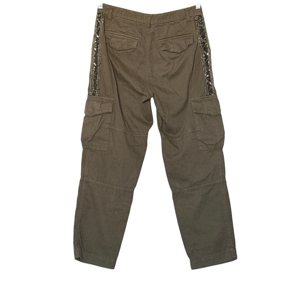 Joie Womens Embellished Utility Cargo Fatigue Olive Pant Size 4 - Picture 3 of 10